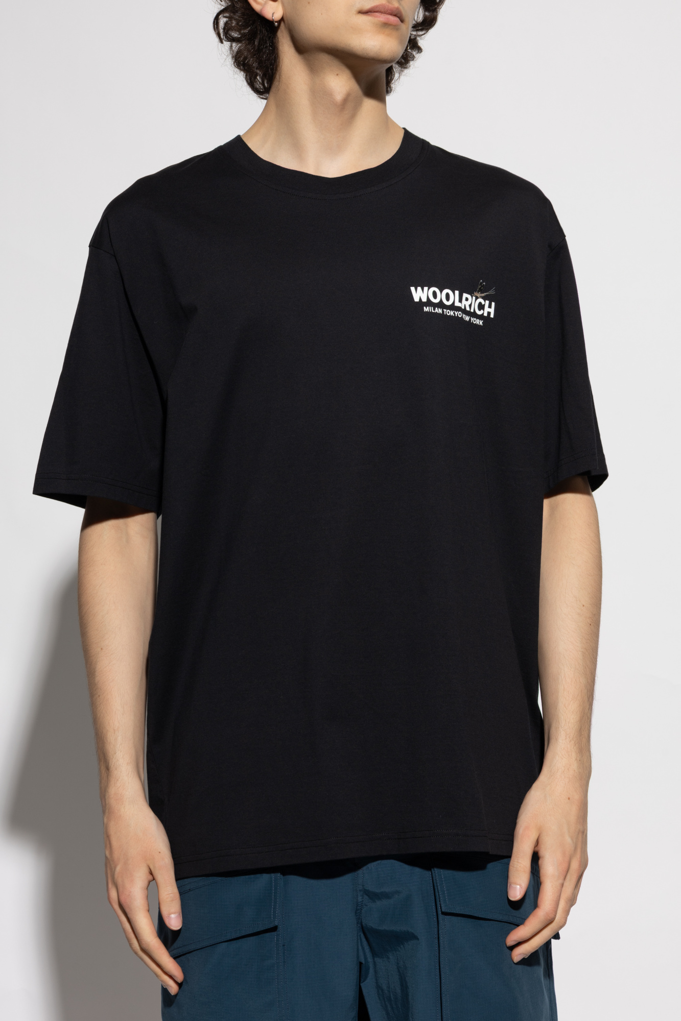 Tシャツ・カットソー WOOLRICH Men T Shirts CFWOTE0144 MRUT2926100 Black Men's Pure Cotton T-Shirt with Trail Print black | Woolrich US